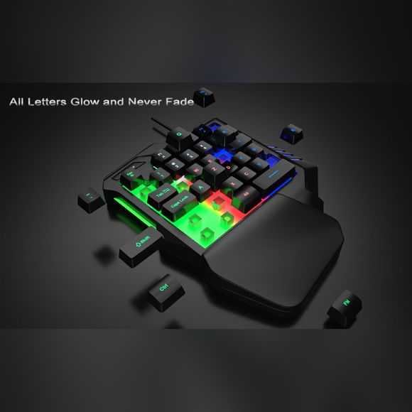 One Hand RGB Gaming Keyboard - Picture 3 of 7